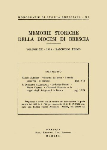 XX (1953) Monografie di storia bresciana, 40 fascicolo 1 - Brixia Sacra