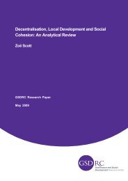 Decentralisation, Local Development and Social Cohesion - GSDRC