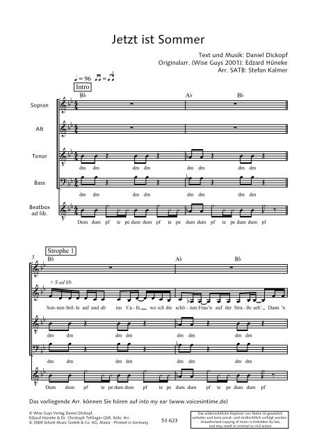 Jetzt ist Sommer SATB_bb - Schott Music