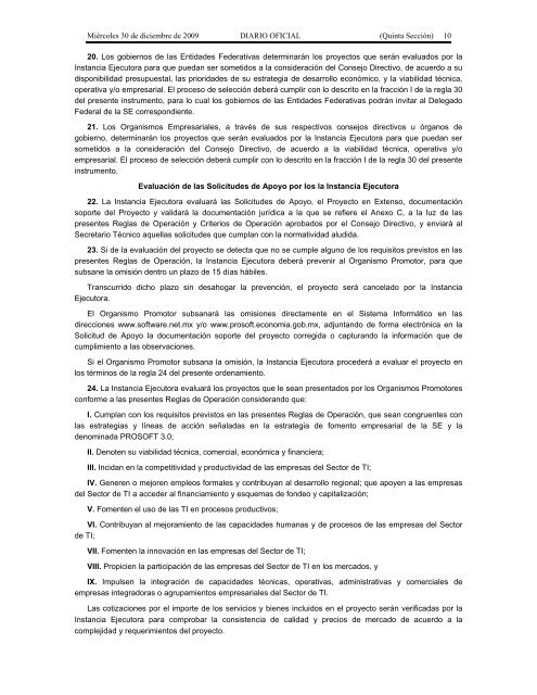 Reglas de OperaciÃ³n 2010 - SecretarÃ­a de EconomÃ­a