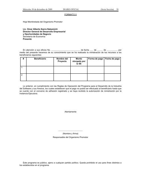 Reglas de OperaciÃ³n 2010 - SecretarÃ­a de EconomÃ­a