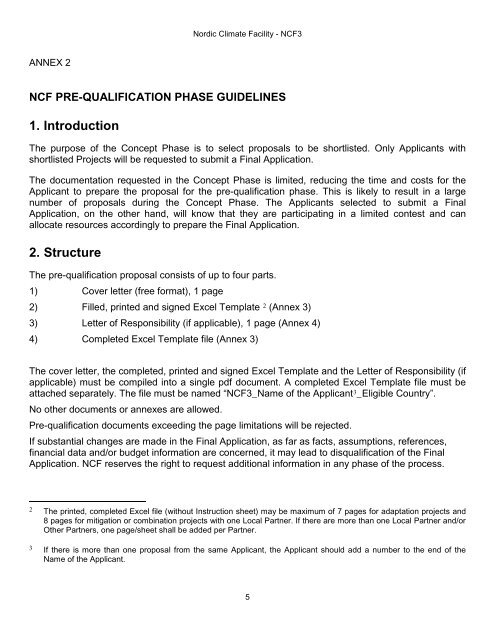 NCF Pre-qualification phase guidelines, annex 2 - Nefco