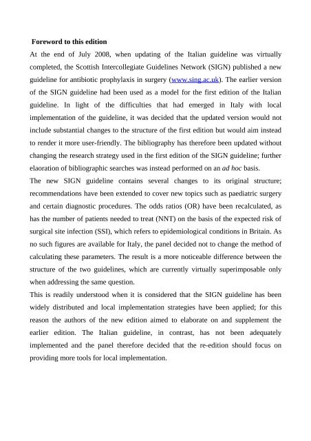 Perioperative antibiotic prophylaxis in adults - Sistema Nazionale ...