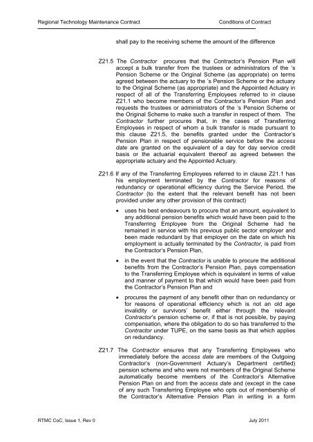 RTMC Model Conditions of Contract - Highways Agency