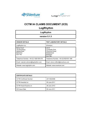 CCTM IA Claims Document (ICD) LogRhythm - CESG