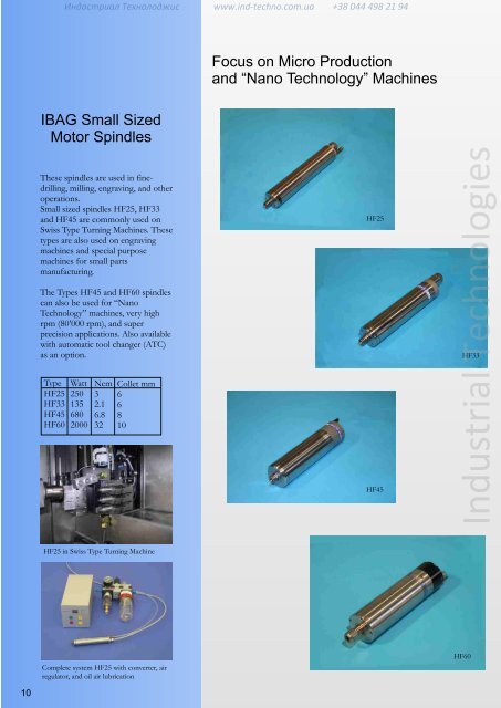 High Speed Spindles IBAG - Industrial Technologies