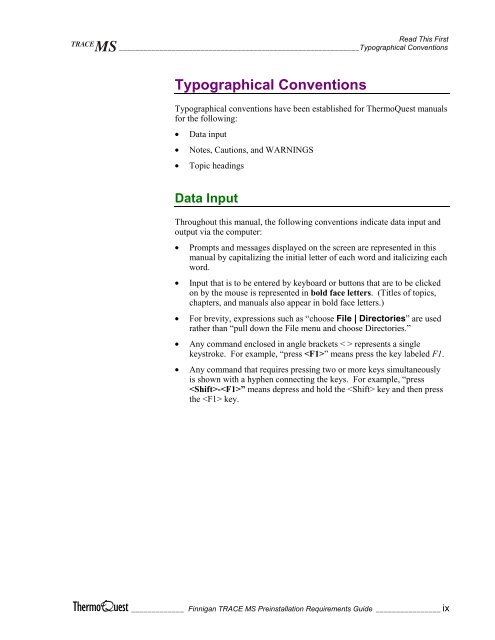 Finnigan TRACE MS - Thermo Scientific Home Page