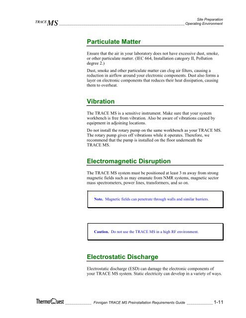 Finnigan TRACE MS - Thermo Scientific Home Page