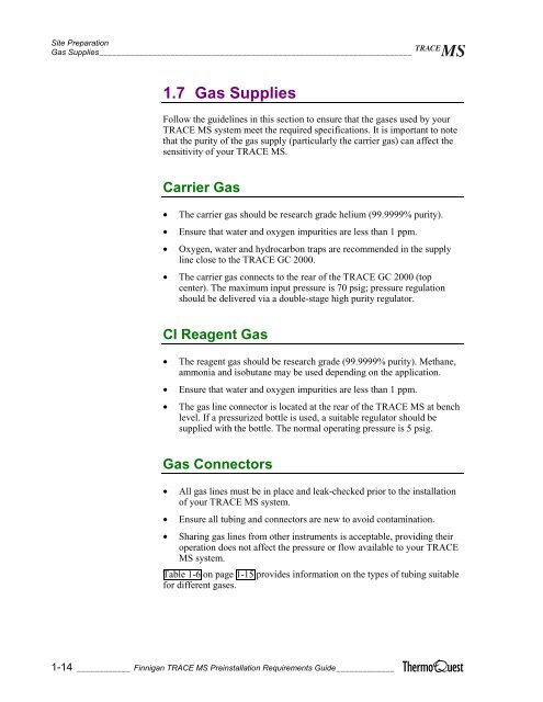 Finnigan TRACE MS - Thermo Scientific Home Page