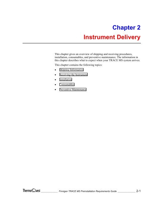 Finnigan TRACE MS - Thermo Scientific Home Page