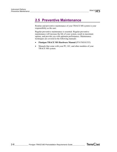 Finnigan TRACE MS - Thermo Scientific Home Page