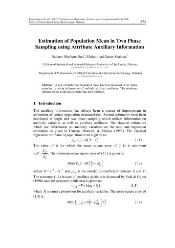 Estimation of Population Mean in Two Phase Sampling using ...