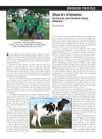 Shea-Hi Holsteins - Wisconsin Holstein Association