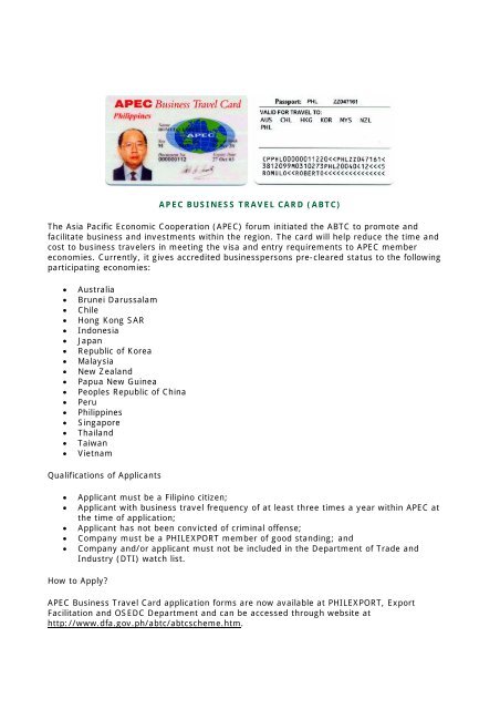 apec travel card letter