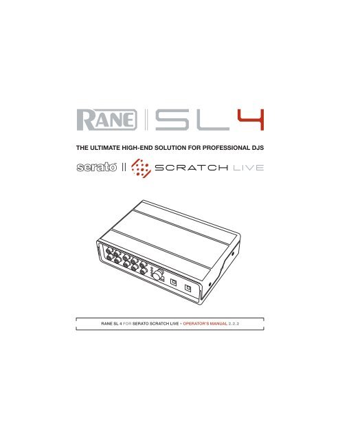 SL 4 Manual for Serato Scratch Live 2.2.2 - Juno Records