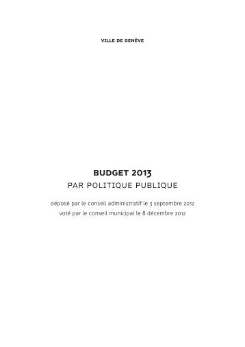 Budget 2013 par PP - Ville de GenÃ¨ve