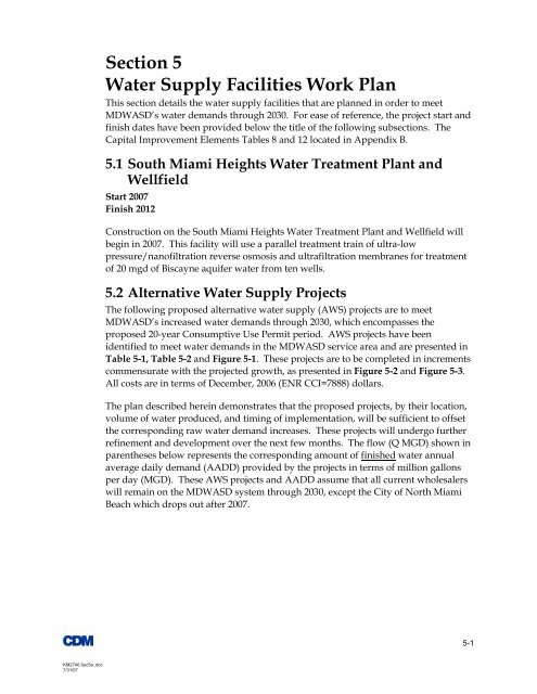 Water Supply Plan - City of Miami