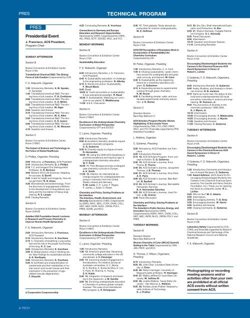 TECHNICAL PROGRAM - American Chemical Society Publications