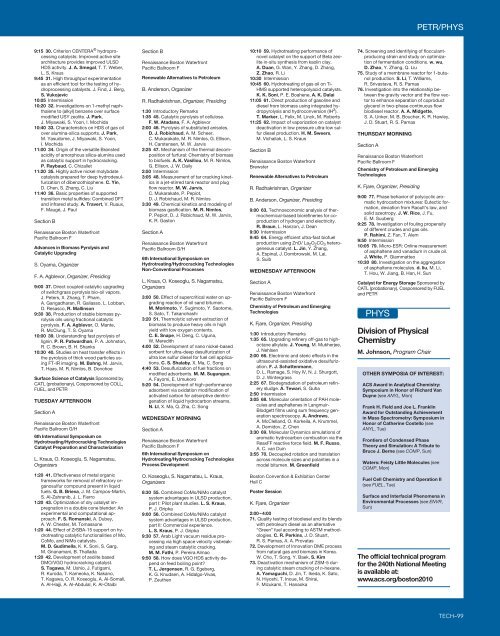 TECHNICAL PROGRAM - American Chemical Society Publications