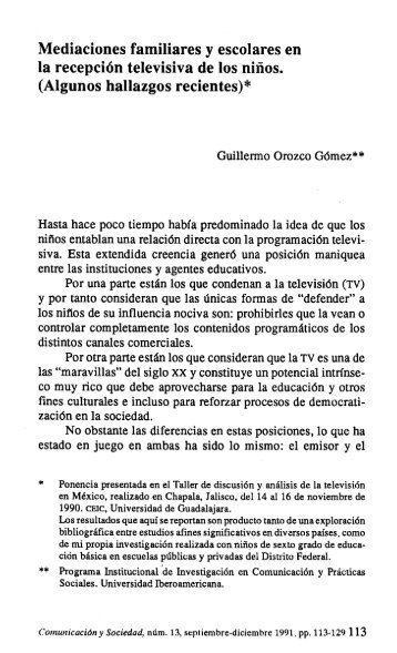 Mediaciones familiares y escolares en la recepciÃ³n televisiva de los ...