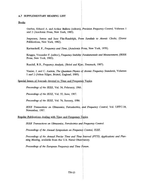 NIST Technical Note 1337: Characterization of Clocks and Oscillators