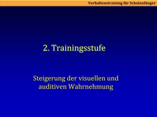 Verhaltenstraining für Schulanfänger - Universität Bremen