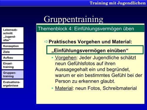 Verhaltenstraining für Schulanfänger - Universität Bremen