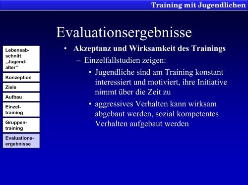 Verhaltenstraining für Schulanfänger - Universität Bremen