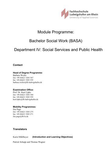 Module Programme: Bachelor Social Work (BASA) Department IV ...