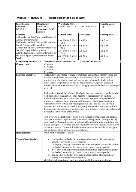 Module Programme: Bachelor Social Work (BASA) Department IV ...