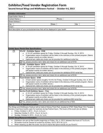 Exhibitor/Food Vendor Registration Form - Lake County