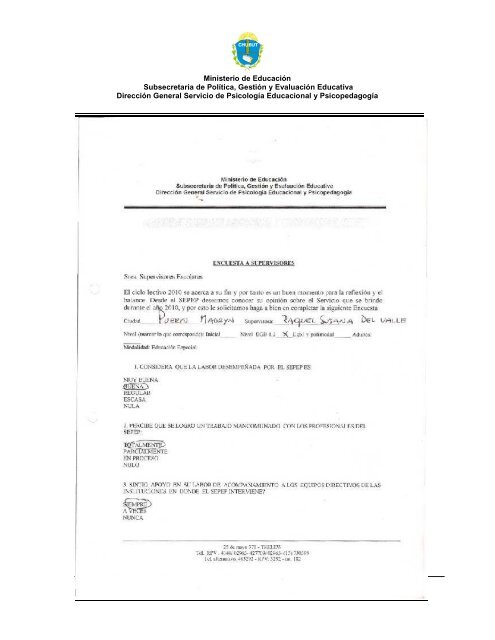 informe final 2010 vf - Ministerio de EducaciÃ³n de la Provincia del ...