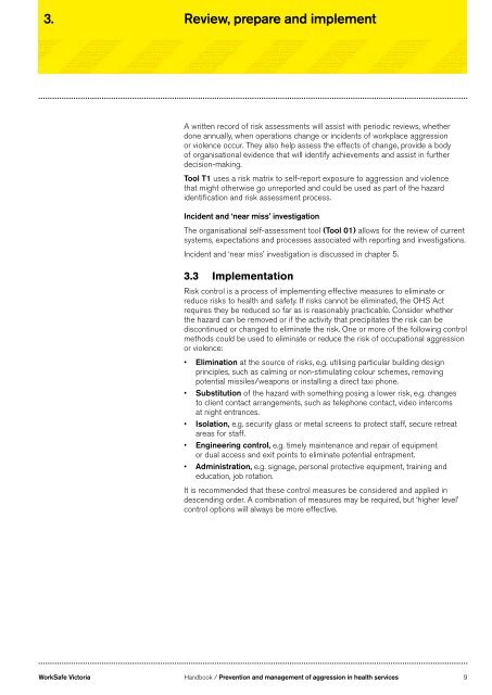 Prevention and management of aggression in ... - WorkSafe Victoria