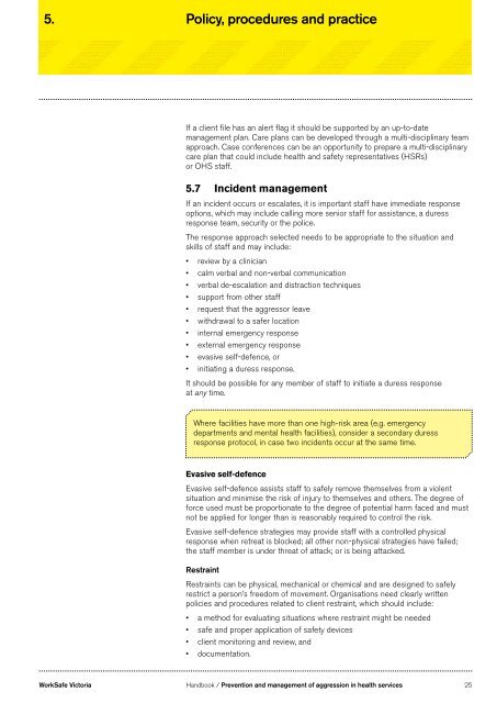 Prevention and management of aggression in ... - WorkSafe Victoria