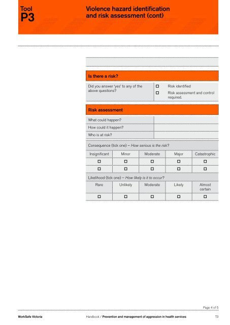 Prevention and management of aggression in ... - WorkSafe Victoria