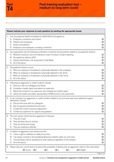 Prevention and management of aggression in ... - WorkSafe Victoria