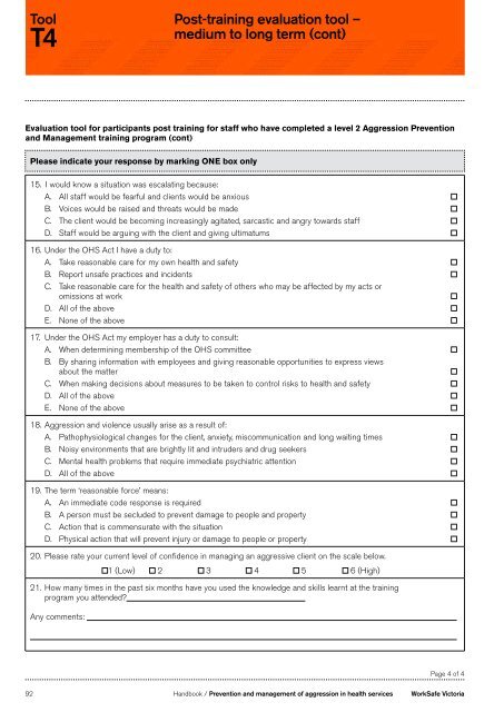 Prevention and management of aggression in ... - WorkSafe Victoria