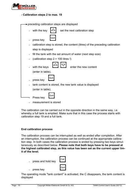 User´s Guide Installation Guide Level Indicator ... - Müller Elektronik