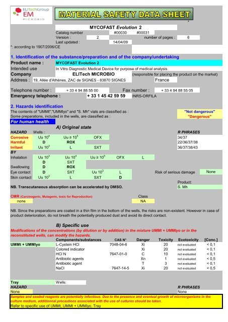 MSDS - Lucron Elitech Benelux