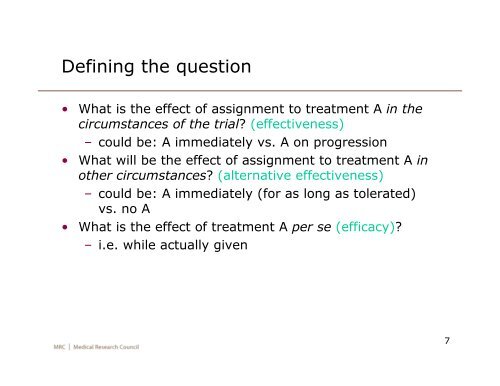 Methods for handling treatment switching - MRC Network of Hubs for ...