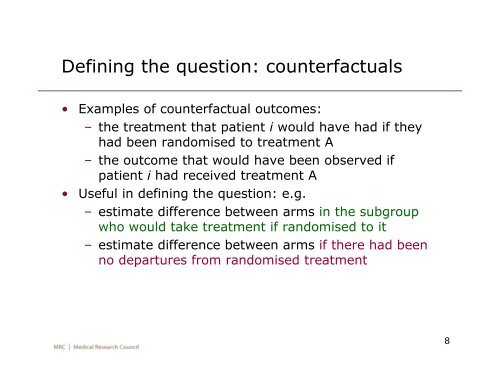 Methods for handling treatment switching - MRC Network of Hubs for ...