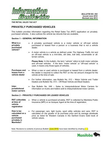 Privately Purchased Vehicles