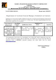 Requirement of Assistant General Manager (Technical) - Madhya ...