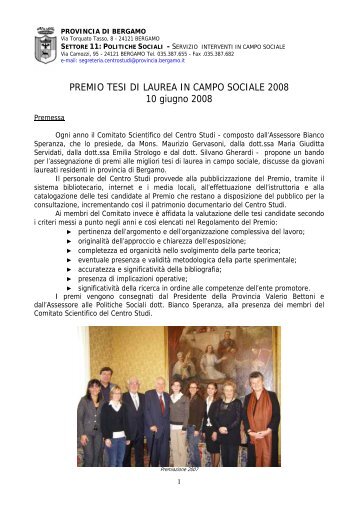 Scarica l'intero articolo .pdf 102K - Provincia di Bergamo