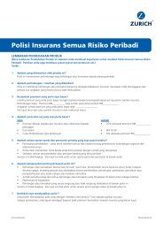 Polisi Insurans Semua Risiko Peribadi - Zurich