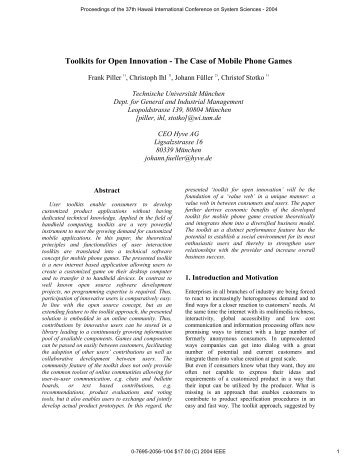 Toolkits for Open Innovation - The Case of Mobile Phone ... - TUM