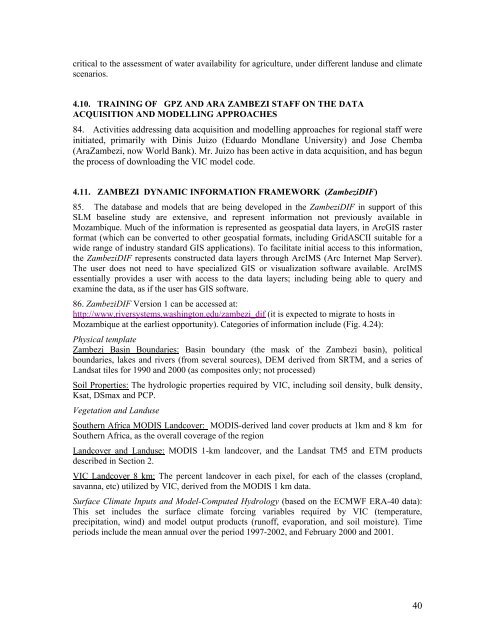 LOWER ZAMBEZI RIVER BASIN BASELINE DATA ON LANDUSE ...