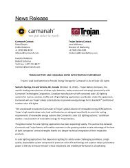 News Release - Trojan Battery Company