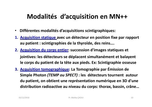 Bases physiques de l'imagerie en Médecine Nucléaire (MN)