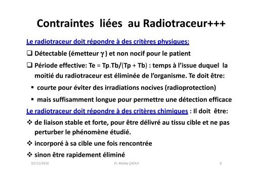 Bases physiques de l'imagerie en Médecine Nucléaire (MN)